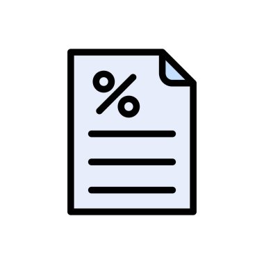 indirimli fatura vektörü düz renk simgesi