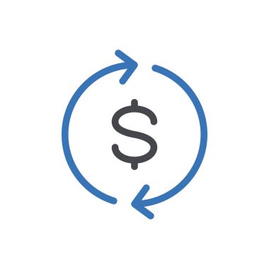 Dolar transfer vektörü renk simgesi