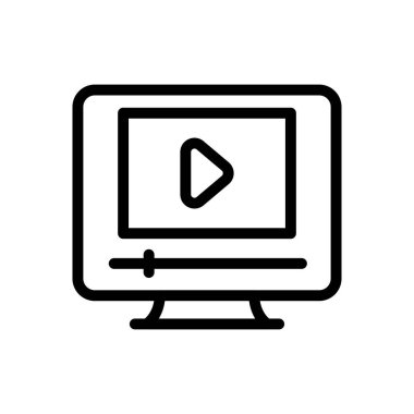 ekran oynatıcı listesi ince çizgi simgesi