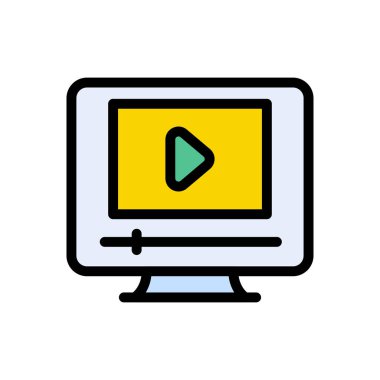 ekran oynatıcı vektör düz renk simgesi