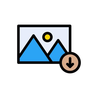 fotoğraf indirme vektörü düz renk simgesi