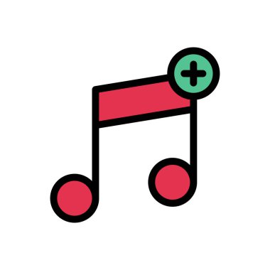 müzik vektör düz renk simgesi ekle