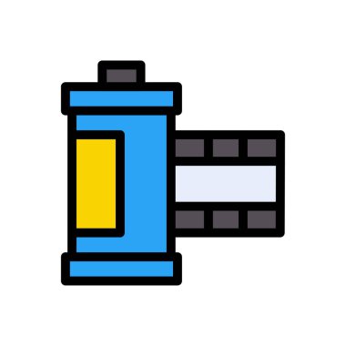 kamera makarası vektör düz renk simgesi