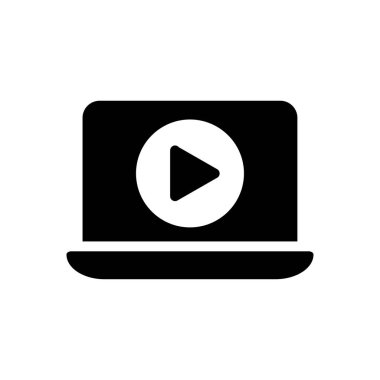 laptop video vektör düz simge