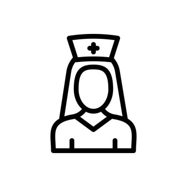 Hemşire vektörü ince çizgi simgesi