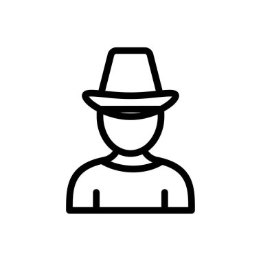 Kovboy vektör ince çizgi simgesi