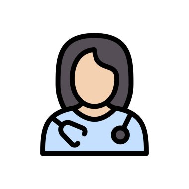 kadın doktor vektör düz renk simgesi