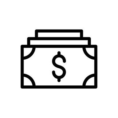 Dolar nakit vektörü ince çizgi simgesi