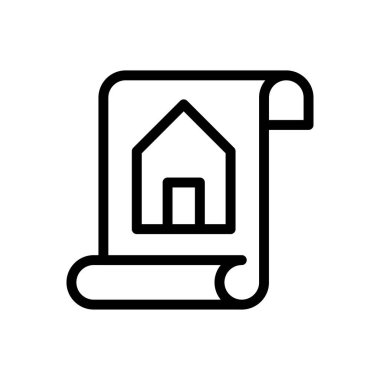 ev belgesi vektörü ince çizgi simgesi