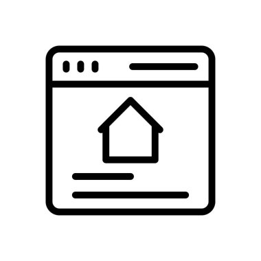 Web sayfası ev vektörü ince çizgi simgesi