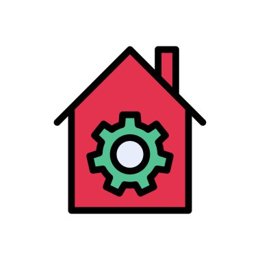 ev ayarlama vektörü düz renk simgesi