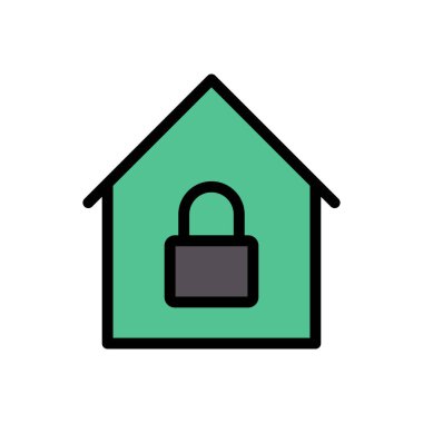 ev kilidi vektör düz renk simgesi