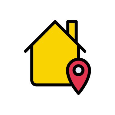 ev konumu vektör düz renk simgesi