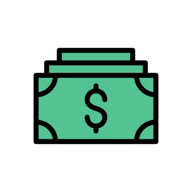 Dolar nakit vektörü düz renk simgesi