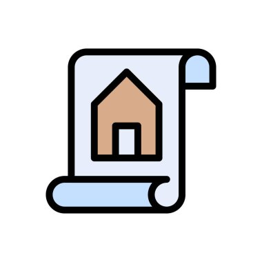 ev belgesi vektörü düz renk simgesi