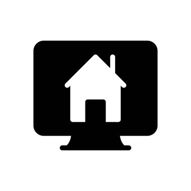 çevrimiçi emlak vektörü glyph düz simgesi