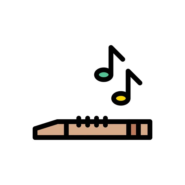 Flöte Musik Vektor Flache Farbe Symbol — Stockvektor