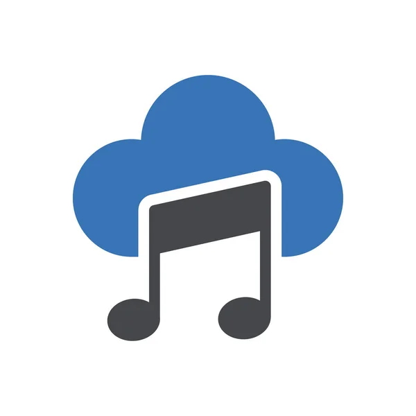 Cloud Music Vector Glyph Color Icon — Stock Vector