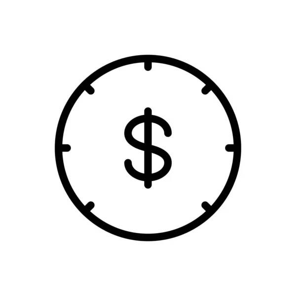 Dollar Pièce Vecteur Mince Ligne Icône — Image vectorielle