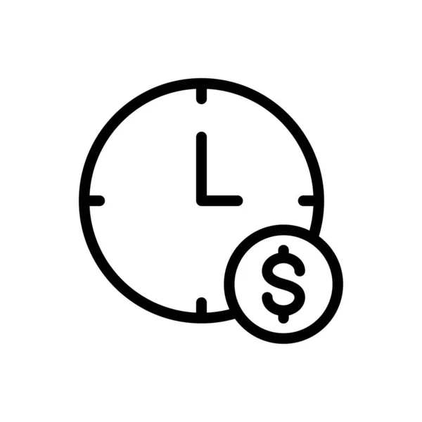 Dólar Reloj Vector Delgada Línea Icono — Vector de stock