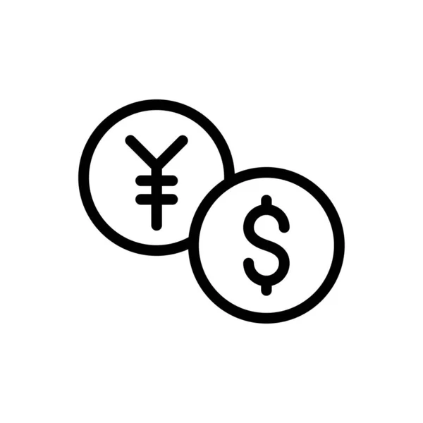 Yen Dollar Vektor Tunn Linje Ikon — Stock vektor