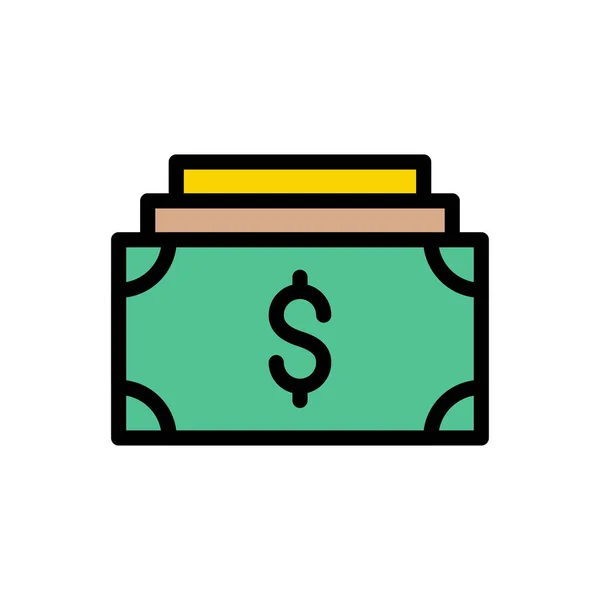 Dollar Contant Geld Vector Platte Kleur Pictogram — Stockvector