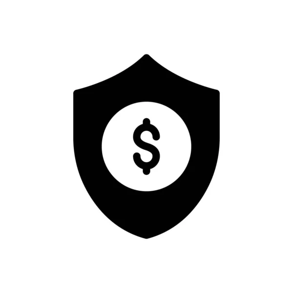 Dollar Bouclier Vecteur Glyphe Plat Icône — Image vectorielle