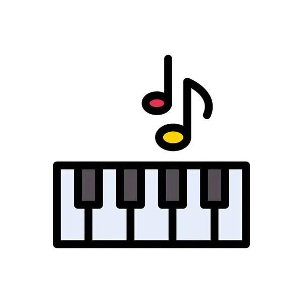 Piyano Karoları Melodi Vektör Düz Renk Simgesi — Stok Vektör