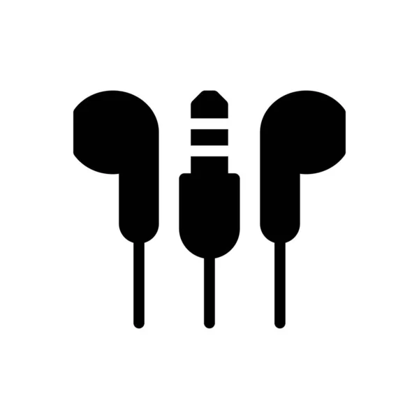 Kopfhörer Vektor Glyphen Flach Symbol — Stockvektor