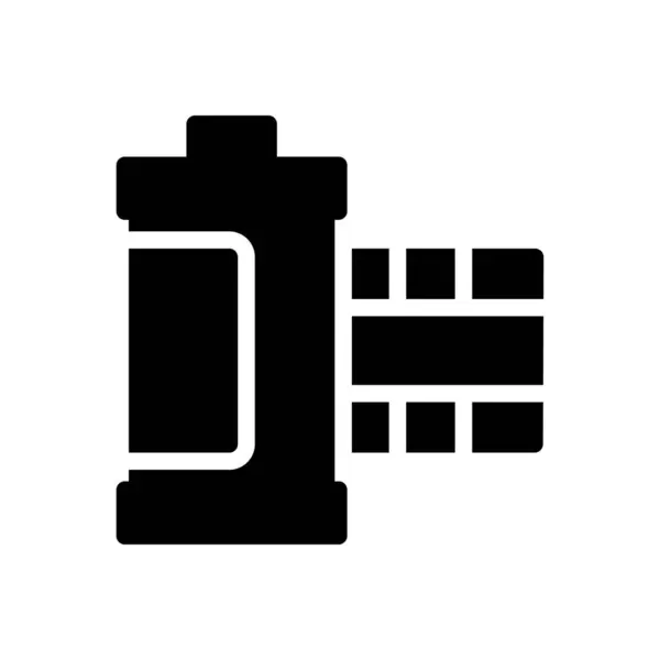 Kamera Spule Vektor Glyphen Flaches Symbol — Stockvektor