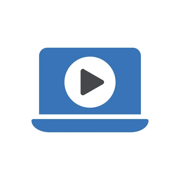 Laptop Video Vektor Glyph Color Icon — Stockvektor