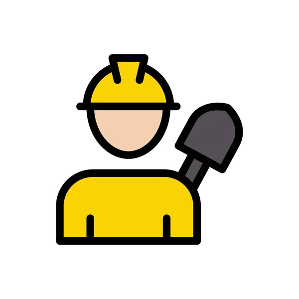 Worker Spade Vector Flat Color Icon — Stock Vector