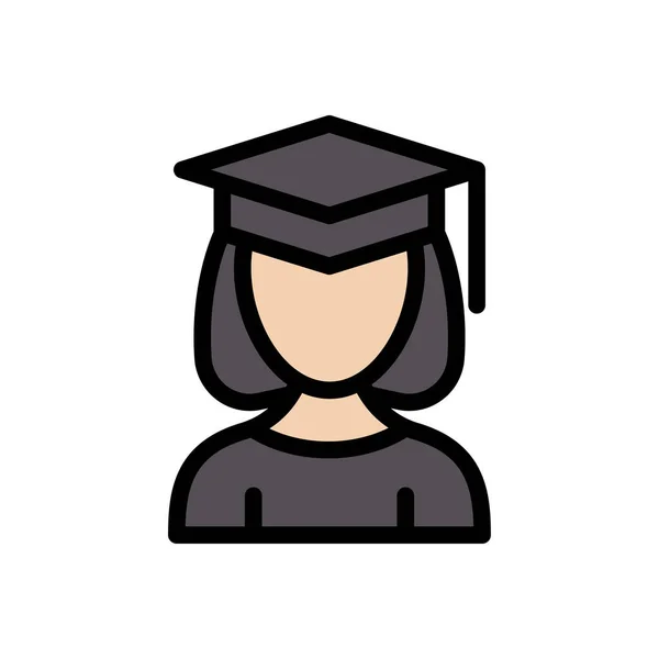 Chica Graduación Vector Icono Color Plano — Archivo Imágenes Vectoriales