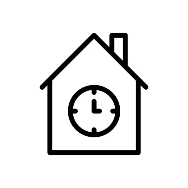 房子时钟矢量细线图标 — 图库矢量图片
