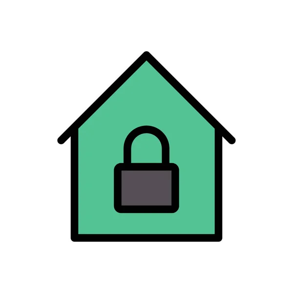 House Lock Vector Flat Color Icon — Stock Vector