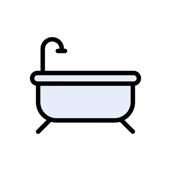 Bath Tub Vector Flat Color Icon — Stock Vector