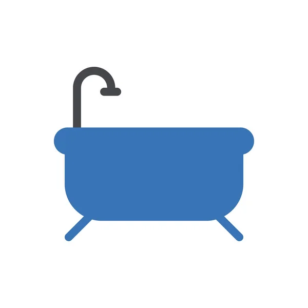 Bath Tub Vector Glyph Color Icon — Stock Vector
