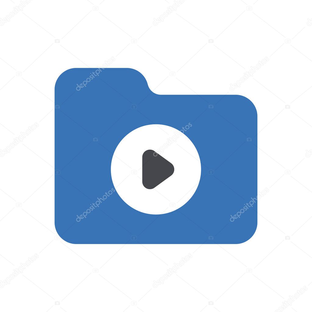 video folder vector glyph color icon