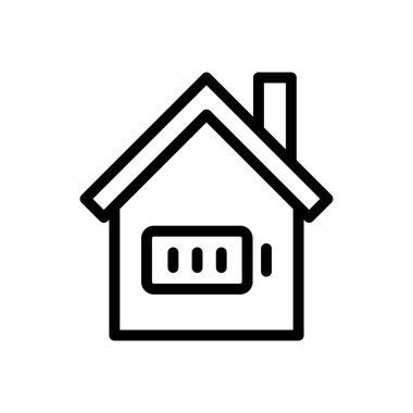 ev bataryası vektörü ince çizgi simgesi