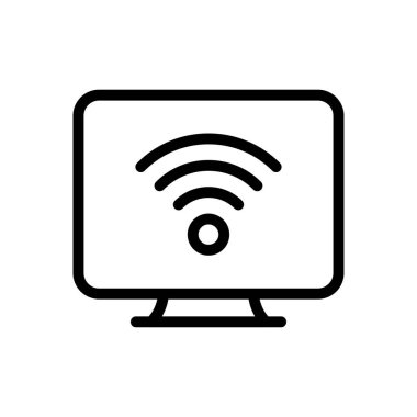 ekran wifi vektörü ince çizgi simgesi