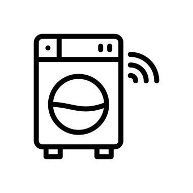 çamaşır makinesi vektörü ince çizgi simgesi
