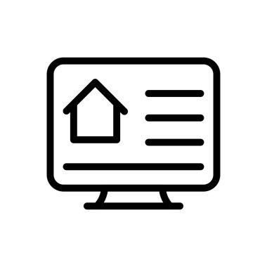 ekran ev vektörü ince çizgi simgesi