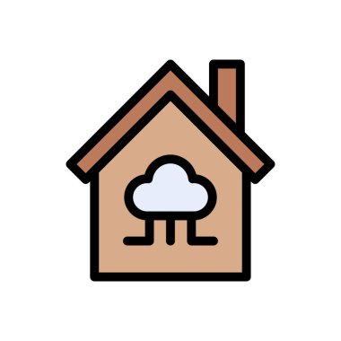 ev bulut vektörü düz renk simgesi