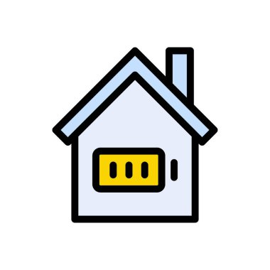 ev pili vektörü düz renk simgesi