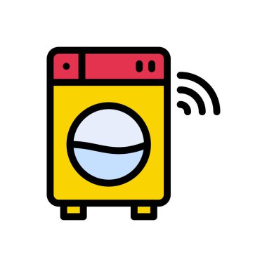 çamaşır makinesi vektörü düz renk simgesi