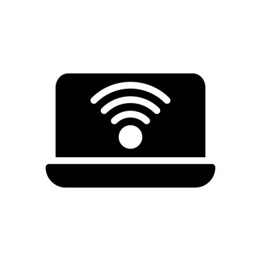 dizüstü bilgisayar wifi vektör simgesi düz simge