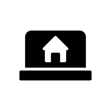 dizüstü bilgisayar ev vektörü glyph düz simgesi