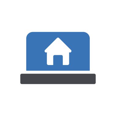 dizüstü bilgisayar ev vektörü renk simgesi