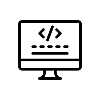 Kodlama vektörü ince çizgi simgesi