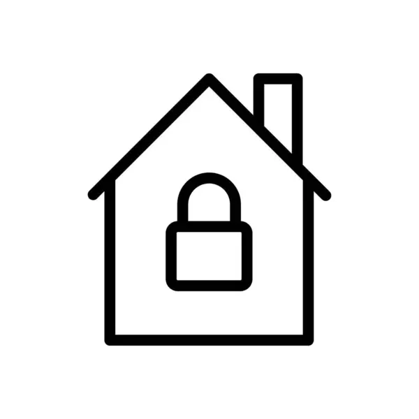 House Lock Vector Thin Line Line Icon — Stock Vector